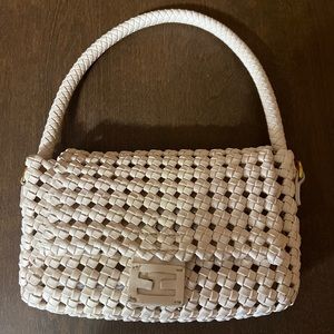 Imelda Box Braid Faux Leather cream Bag with inner bag Handbag Purse Small Fair